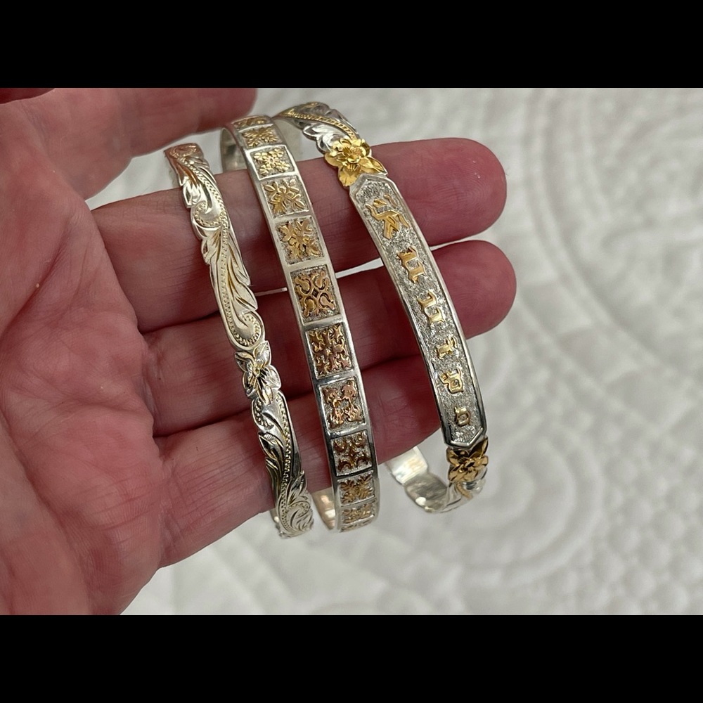 3 silver 925 stamped Size 9 bangles